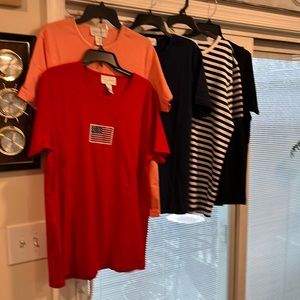 Bundle of 5 sport savvy tees. Red, blue and white, orange, black, blue